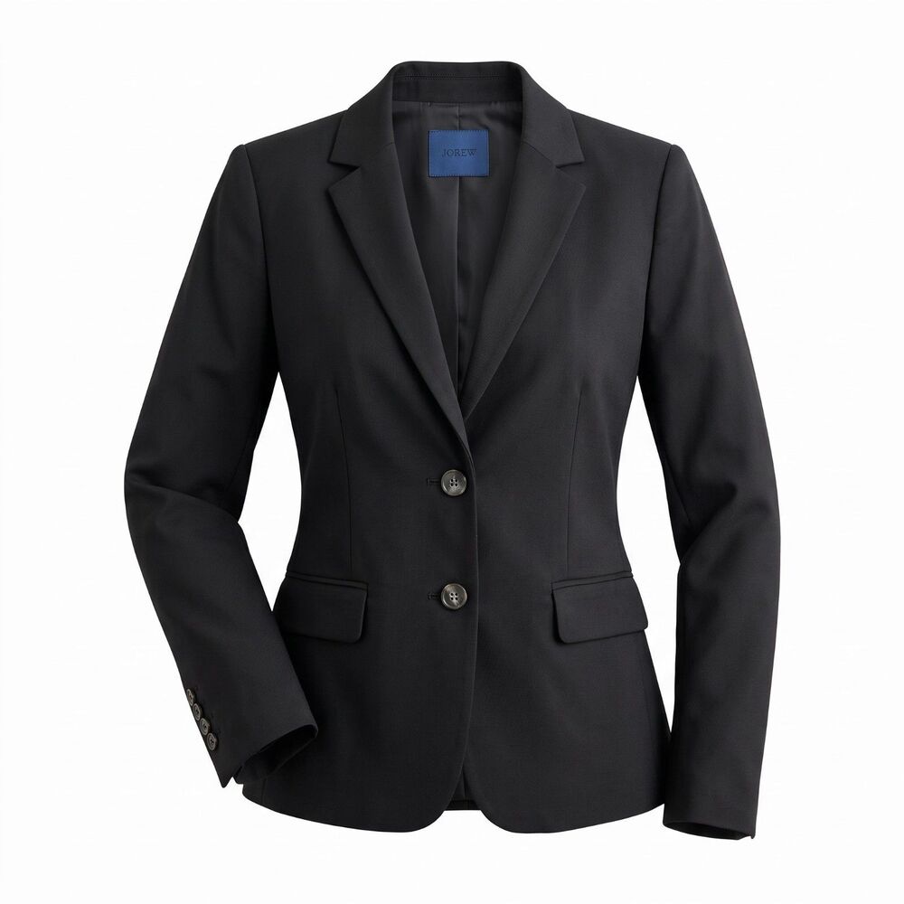 J Crew Super 120's Wool Blazer Woman 4 Black Workwear Minimalist Classic Jacket